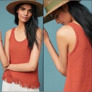 Anthropologie ‘Akemi + Kin’ Knit Fringe Tank in Rust Orange - Sz S